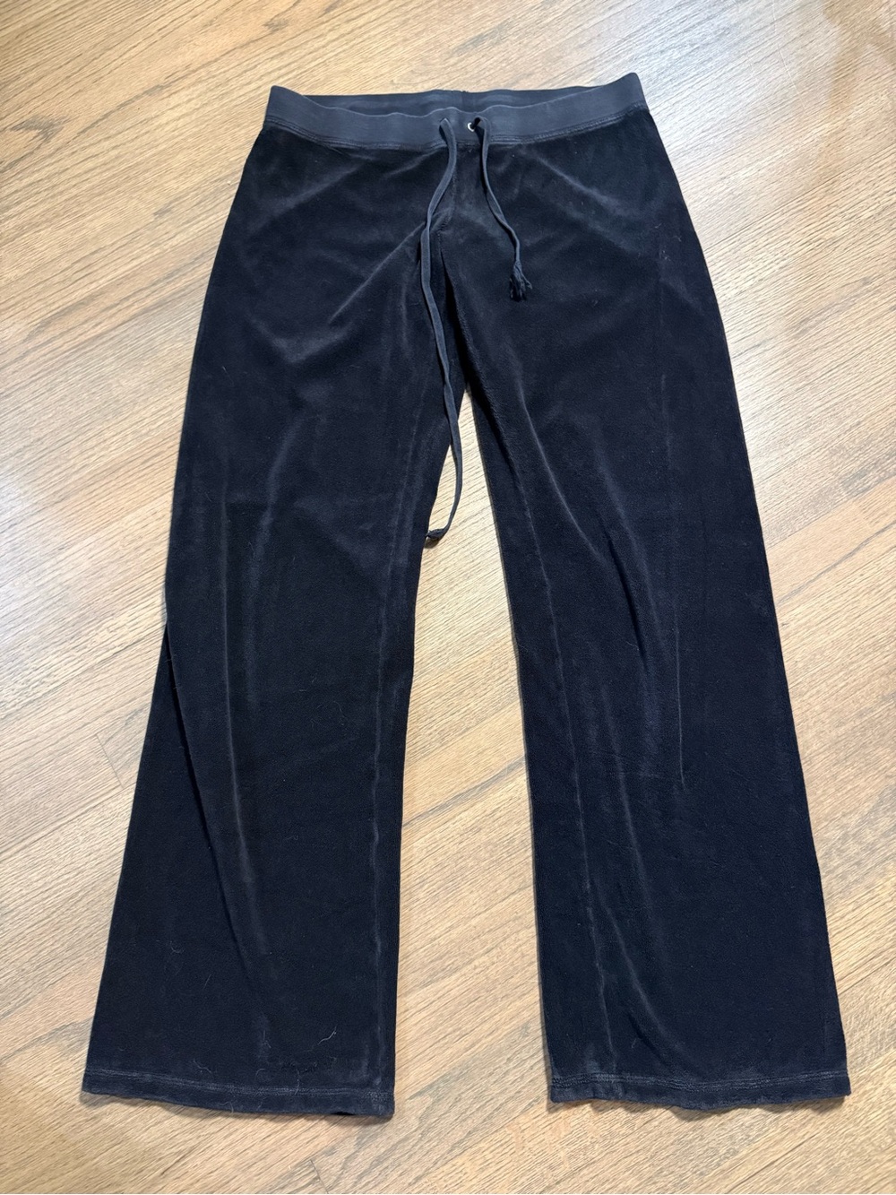 Juicy Couture Black Velour Vintage Wide Leg Track Pants Size Medium
